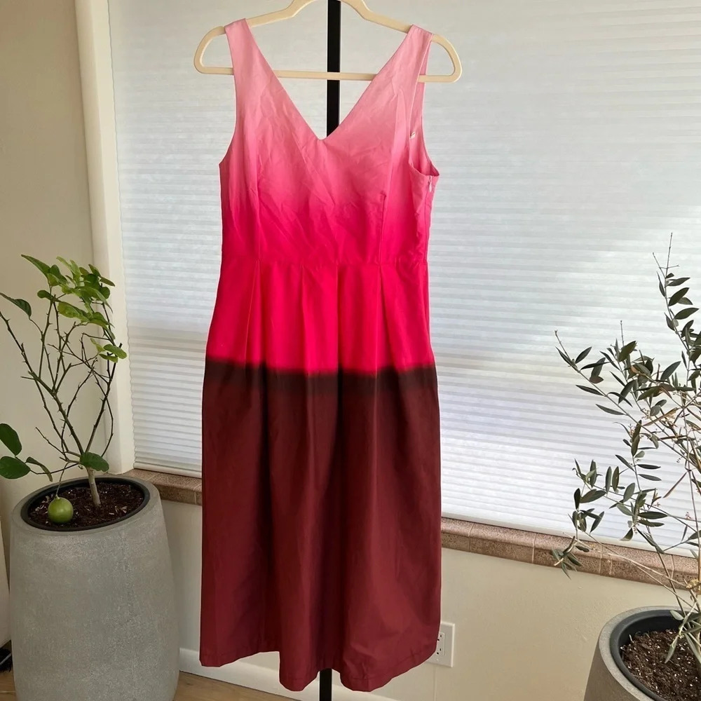 Blanca Luz Milano Ombré V Neckline Fit Flare Dress Magenta Burgundy IT 40 2 NWT